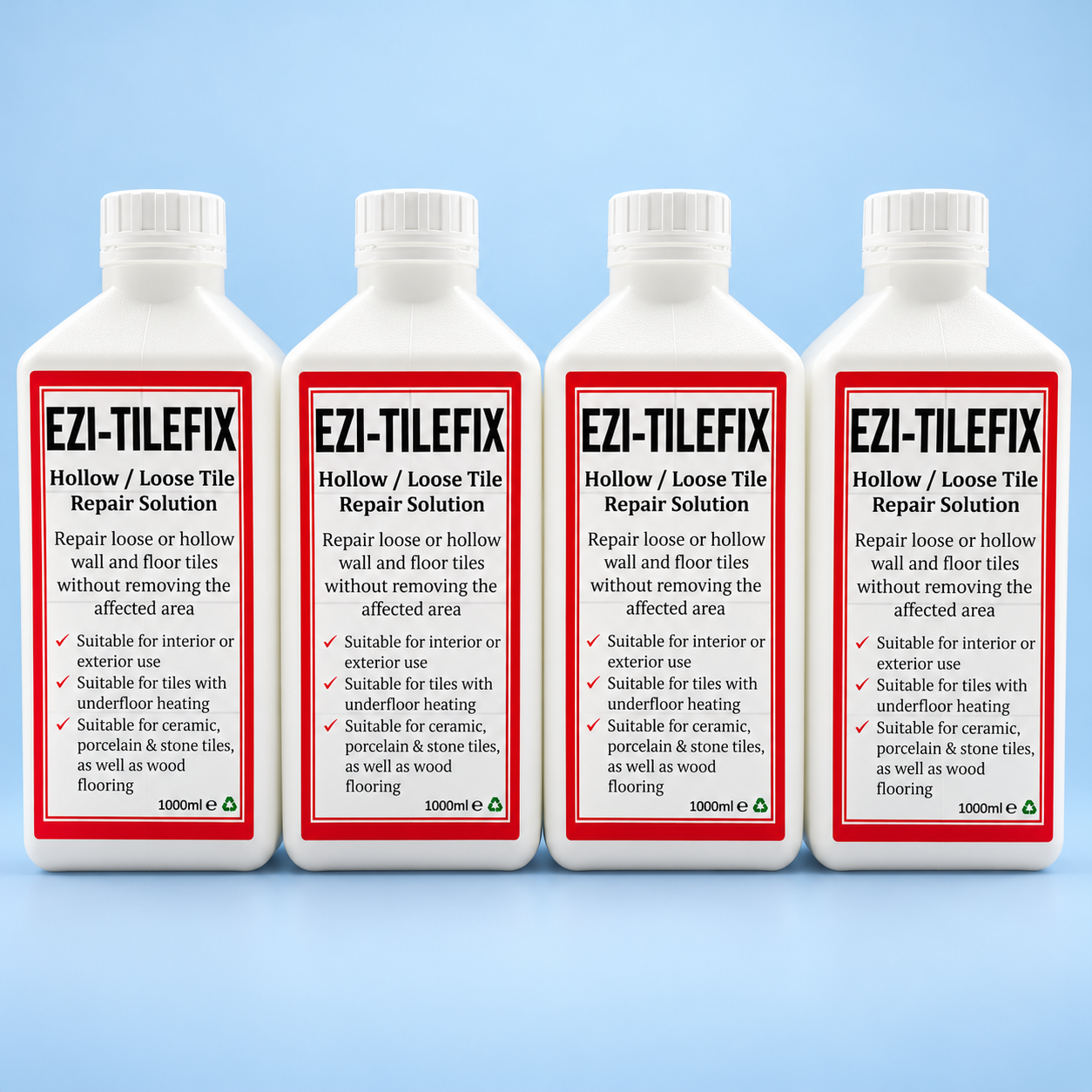 Pack of four Ezi-TileFix 1 litre refill bottles